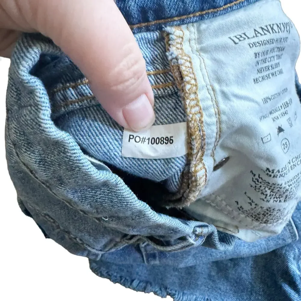 BLANK NYC Bahama Mama Short Denim Jean Shorts Distressed Raw Hem Festival 25